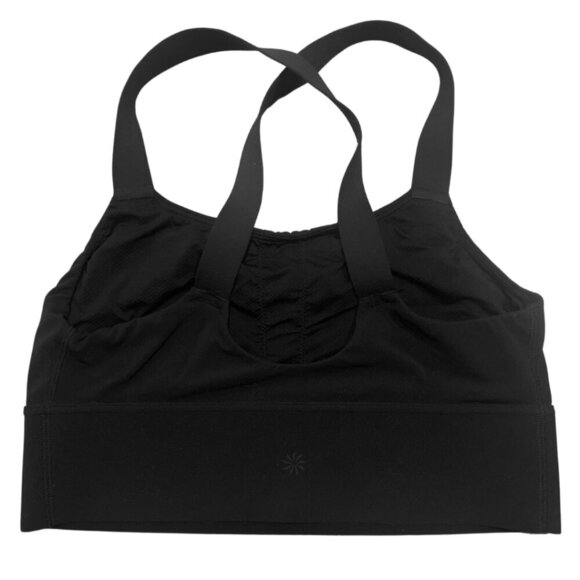 Athleta Warrior Longline Bra Thick Straps Medium Support Black Buttery Soft New! - Picture 4 of 5